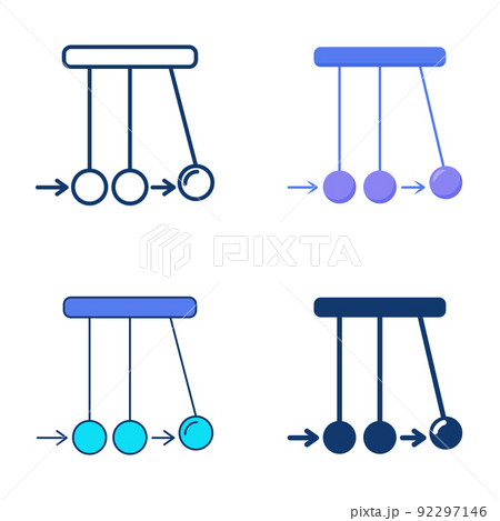 Newton cradle icon set in flat and line style 92297146