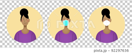Young black girl wearing FFP2 KN95 and surgical mask 92297636