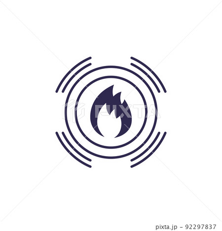 Fire detector, sensor icon on white 92297837