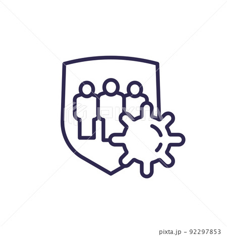 immune population, herd immunity line icon 92297853