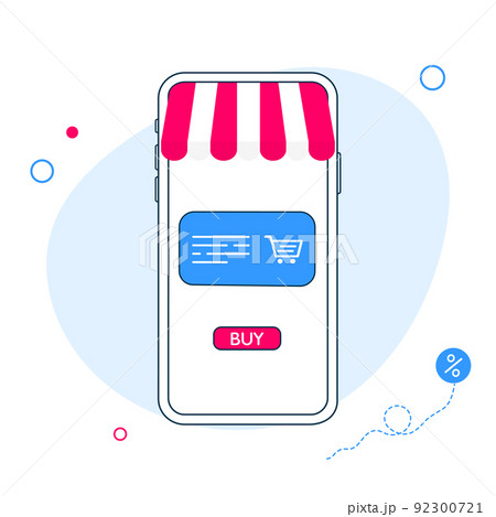 Online shopping store on website and mobile phone design. Smart business marketing concept. Vector Illustration 92300721