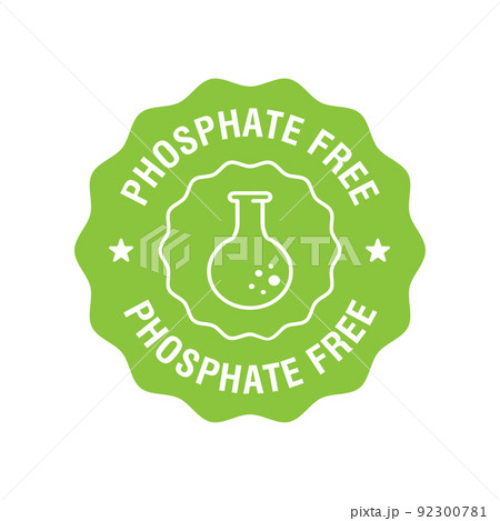 Phosphate free vector icon. Vector chemical test tube seal, phosphate free product warranty seal Phosphate free vector icon. Vector chemical test tube seal, phosphate free product warranty seal 92300781