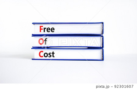 FOC free of cost symbol. Concept words FOC free of cost on books on a beautiful white background. Business and FOC free of cost concept. Copy space. FOC free of cost symbol. Concept words FOC free of cost on books on a beautiful white background. Business and FOC free of cost concept. Copy space. 92301607