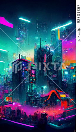 Colorful multicolored bright picture. Painted bright multicolored futuristic city. Abstract colorful background. Colorful multicolored bright picture. Painted bright multicolored futuristic city. Abstract colorful background. 92301867