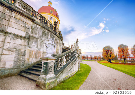 Stunning view of Moritzburg Castle near Dresden. 92303619