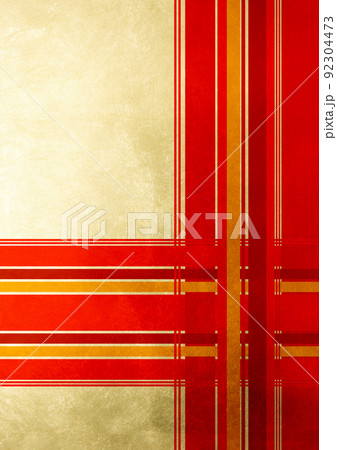 ライン交差　（背景素材）　黄色　赤　金箔 92304473