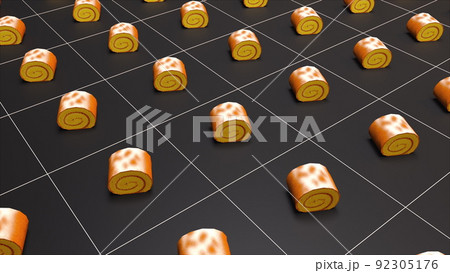 Rows of rolls of pastries 92305176