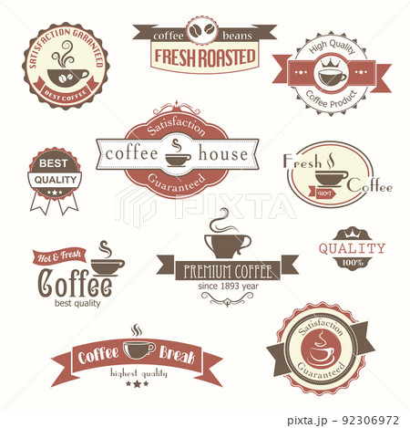 set of coffee vintage badges and labels 92306972
