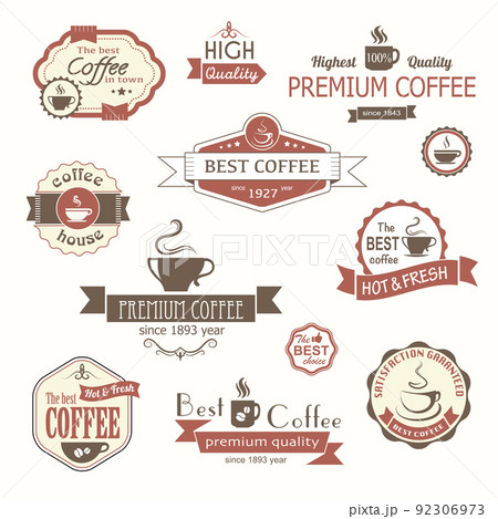 set of coffee vintage badges and labels 92306973