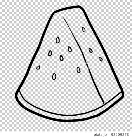 Line drawing of cut watermelon 92309278