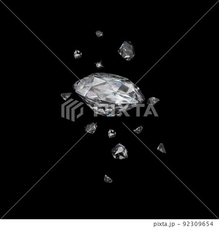 3d render, Sparkling diamond broken 92309654