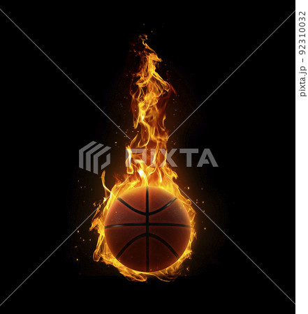 Basketball on fire on black background Basketball on fire on black background 92310032
