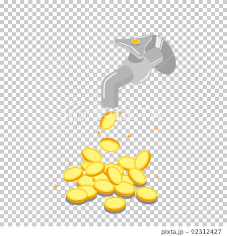 Image of money coming out of the faucet 92312427