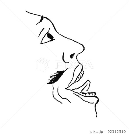 ひげの男性の横顔イラストのイラスト素材