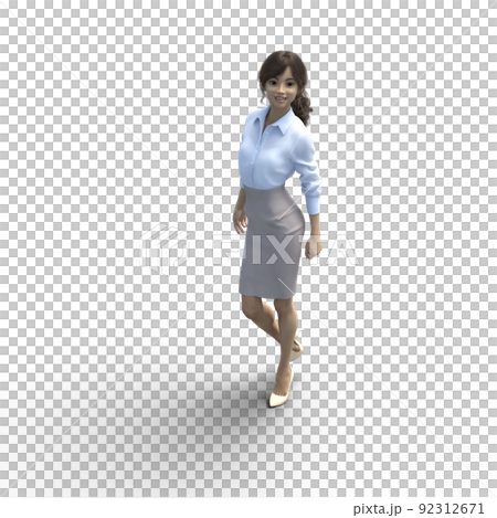 ポーズするビジネスウーマン　ユニフォーム perming3DCGイラスト素材 92312671