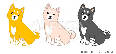 色違いの3頭の日本犬のイラスト 92312818