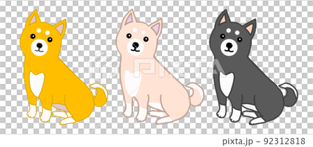 色違いの3頭の日本犬のイラスト 92312818