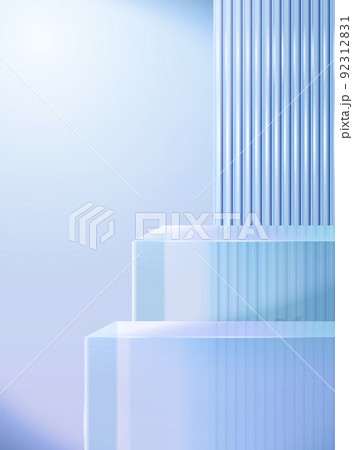 3d modern blue glass display podium 92312831