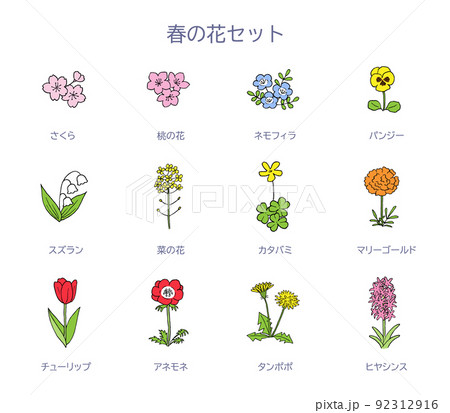 春の花のイラストセット 92312916