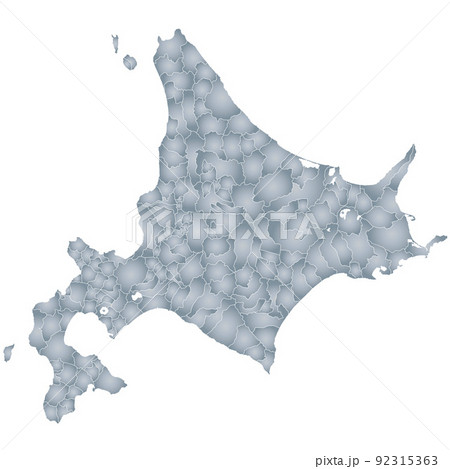北海道と市町村地図 92315363