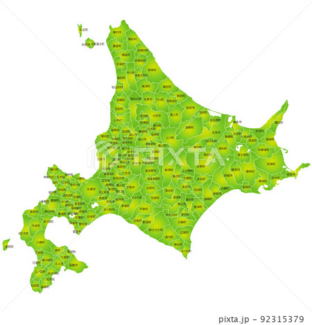 北海道と市町村地図 92315379