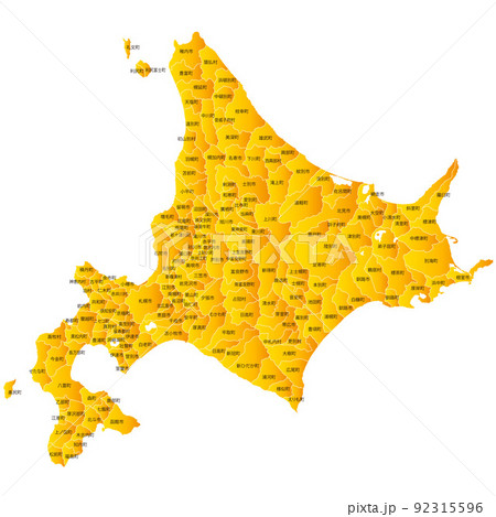 北海道と市町村地図 92315596