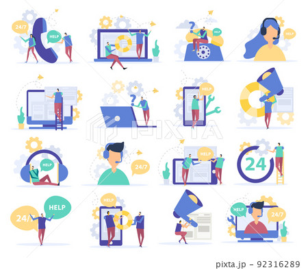 Customer Support Flat Icons 92316289