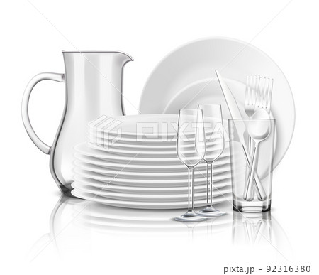 Clean Tableware Realistic Design Concept Clean Tableware Realistic Design Concept 92316380