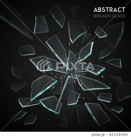 Broken Glass Flying Fragments Dark Background Broken Glass Flying Fragments Dark Background 92316400
