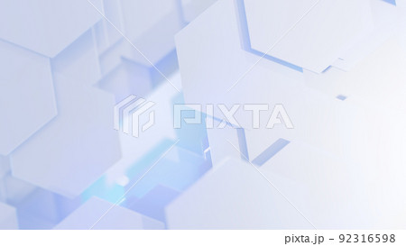 CGヘクサゴン 多数の浮遊する六角形 CGヘクサゴン 多数の浮遊する六角形 92316598