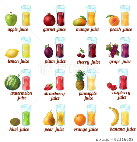 Fruits Juice Icon Set 92316608
