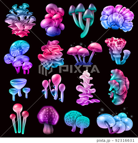 Colorful Magic Mushrooms Collection Colorful Magic Mushrooms Collection 92316631