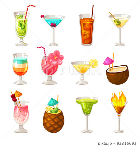 Club Cocktails Icons Set 92316693