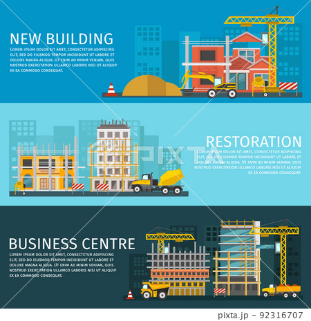 Construction Horizontal Banners Set 92316707