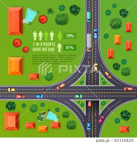 Crossroad Top View Illustration 92316820