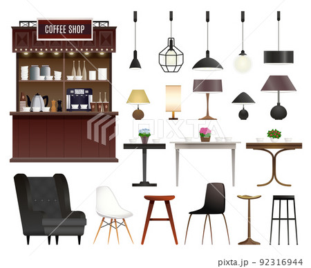 Coffee Shop Realistic Set 92316944