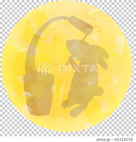 Fifteen nights moon-viewing rice cake with rabbit yellow watercolor 92319250