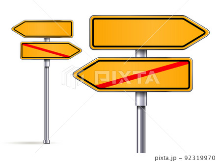 blank signs pointing in opposite directions 92319970
