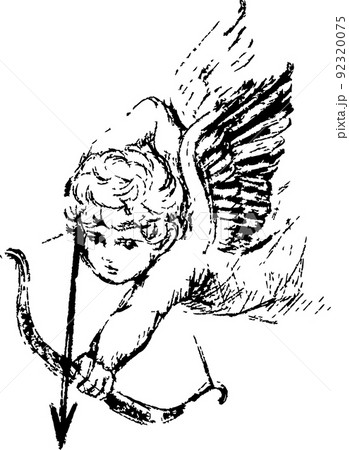 アナログイラスト　手描き　ペン画「天使」 天使 版画 絵画 ペン画 西洋絵画 アート 芸術 手描き アナログ