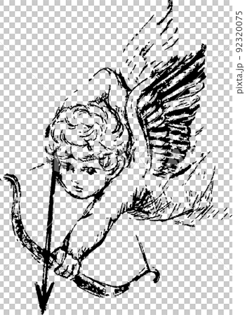 アナログイラスト　手描き　ペン画「天使」 天使 版画 絵画 ペン画 西洋絵画 アート 芸術 手描き アナログ