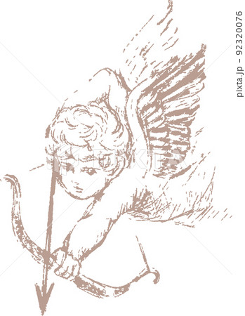 アナログイラスト 手描き ペン画「天使」 天使 版画 絵画 ペン画 西洋絵画 アート 芸術 手描き アナログ