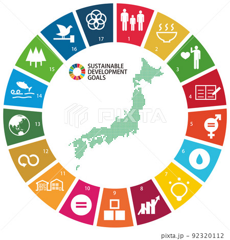SDGs アイコンと日本 92320112