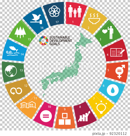 SDGs アイコンと日本 92320112