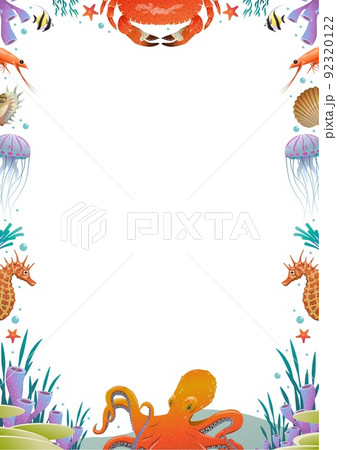 Colorful Cartoon Sea Fauna Template 92320122