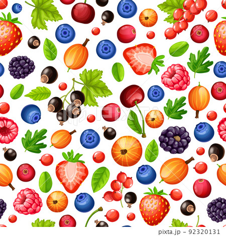Colorful Ripe Forest Berries Seamless Pattern 92320131