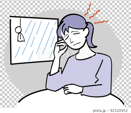 雨の日で憂鬱になっている女性 92320952