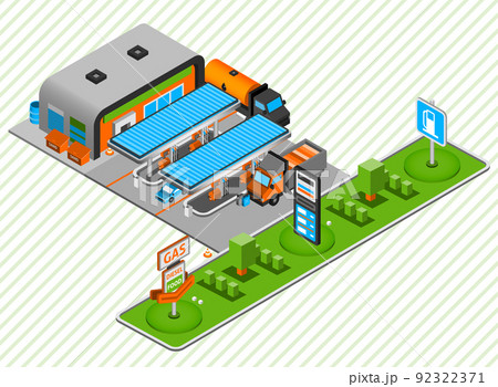 Gas diesel fuel station isometric composition Gas diesel fuel station isometric composition 92322371