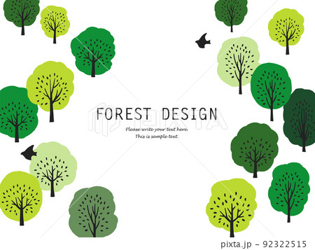 のどかな森の風景-手描きのフレーム のどかな森の風景-手描きのフレーム 92322515