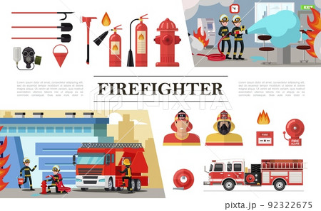 Flat Firefighting Elements Composition Flat Firefighting Elements Composition 92322675