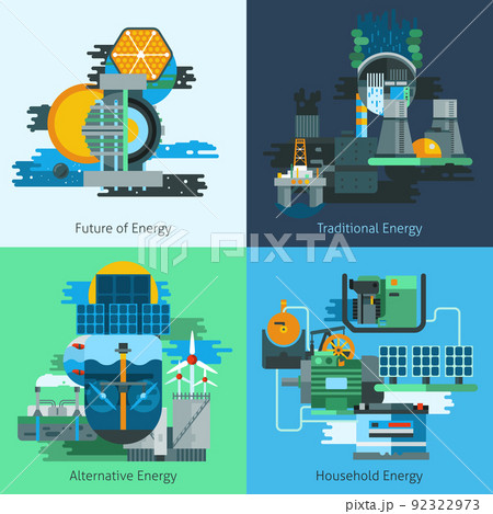 Energy production flat set Energy production flat set 92322973